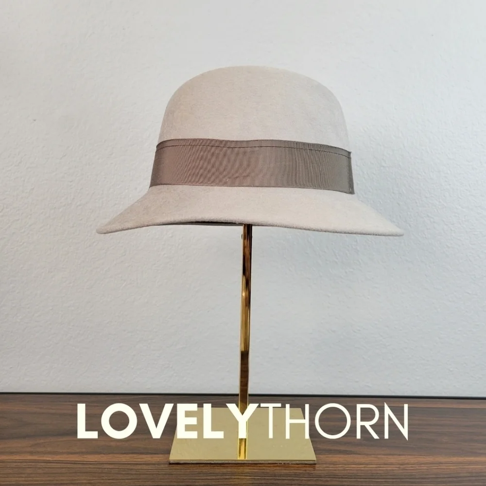 GOORIN BROS // ltd ed bourbon rocks grey-bone fedora-cloche grosgrain ribbon